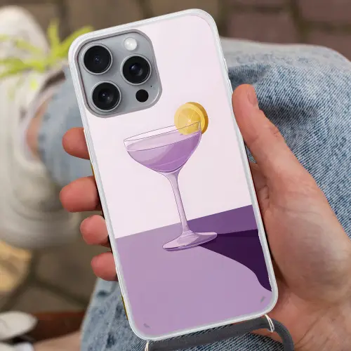 Cocktail - Paars - Minimalistisch - Citroen Hoesje iPhone 16 Pro Max met koord klein -sfeer3