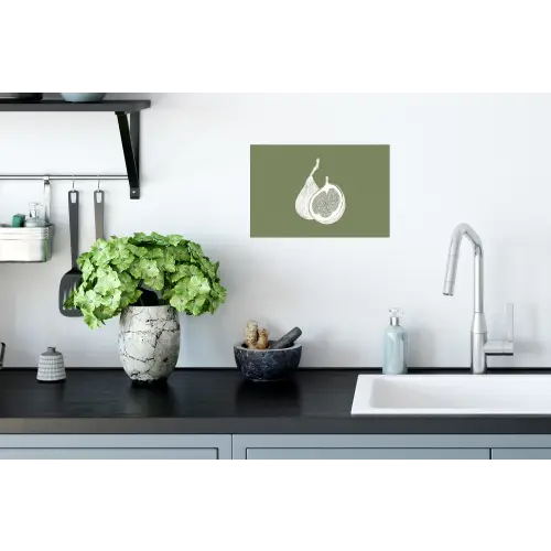 Vijgen - Minimalistisch - Getekend - Mosgroen Muursticker klein -keuken