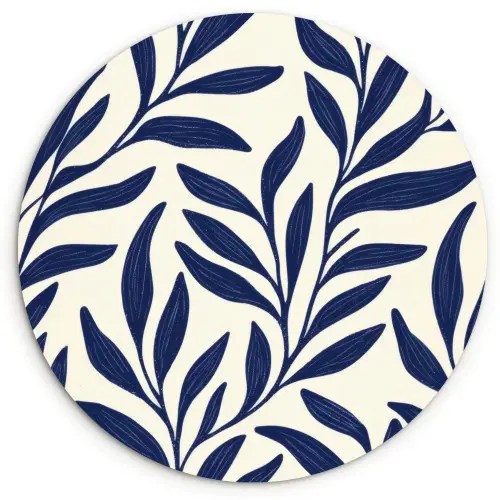 Bladeren - Klimop - Donkerblauw Wandcirkel plexiglas klein -3d