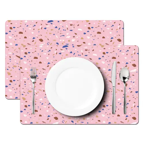 Terrazzo -  Patroon - Kleurrijk - Roze Placemat vinyl groot 368 -zzsfeer2_Kitchenyeah-website