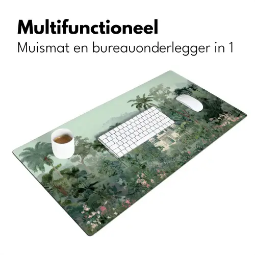 Tropische tuin - Koepelgebouw - Bloemen Muismat XXL klein -sfeer4
