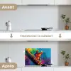 Kikker - Felgekleurd - Tak - Regenboog keuken achterwand spatscherm klein -voor_na_FR