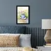 Vaas - Delftsblauw - Madeliefjes fotolijst zwart zonder passe partout klein -sfeer3