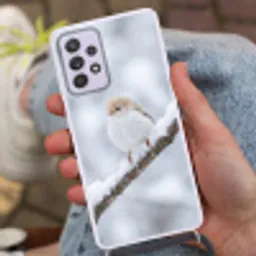 Vogeltje - Sneeuw - Tak - Winter - Zacht Hoesje Samsung Galaxy A52 5G met koord klein -sfeer3
