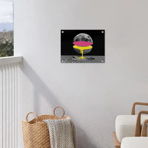 Maan - Geel - Roze - Zwart tuinposter los doek klein -sfeer8