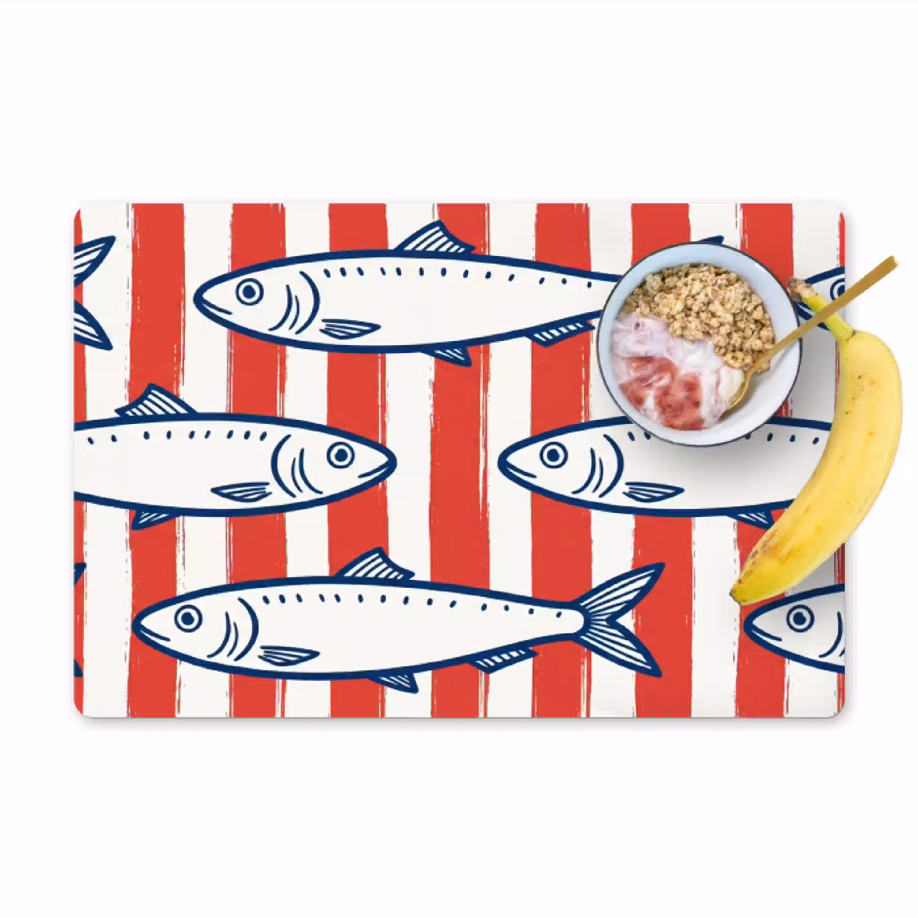 Vis - Patroon - Strepen - Illustratie - Rood Placemat vinyl groot -zzzproduct_Kitchenyeah-website
