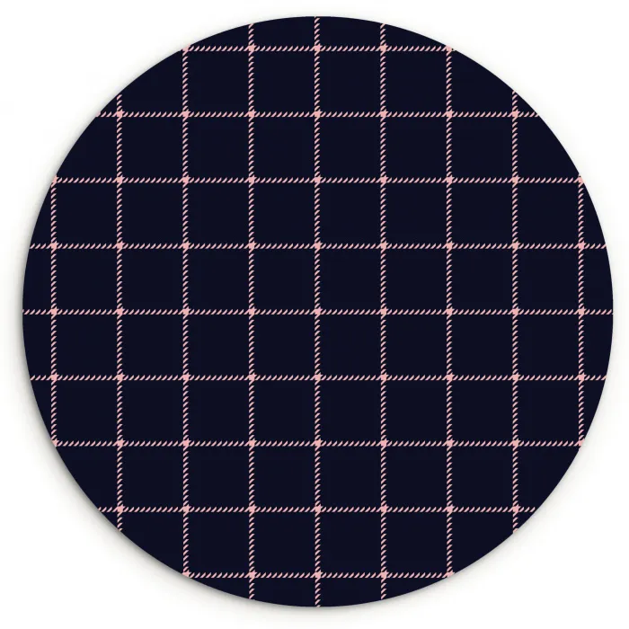 Plaid - Patroon - Blauw - Roze Wandcirkel kunststof plaat 5mm dik klein 188 -3d