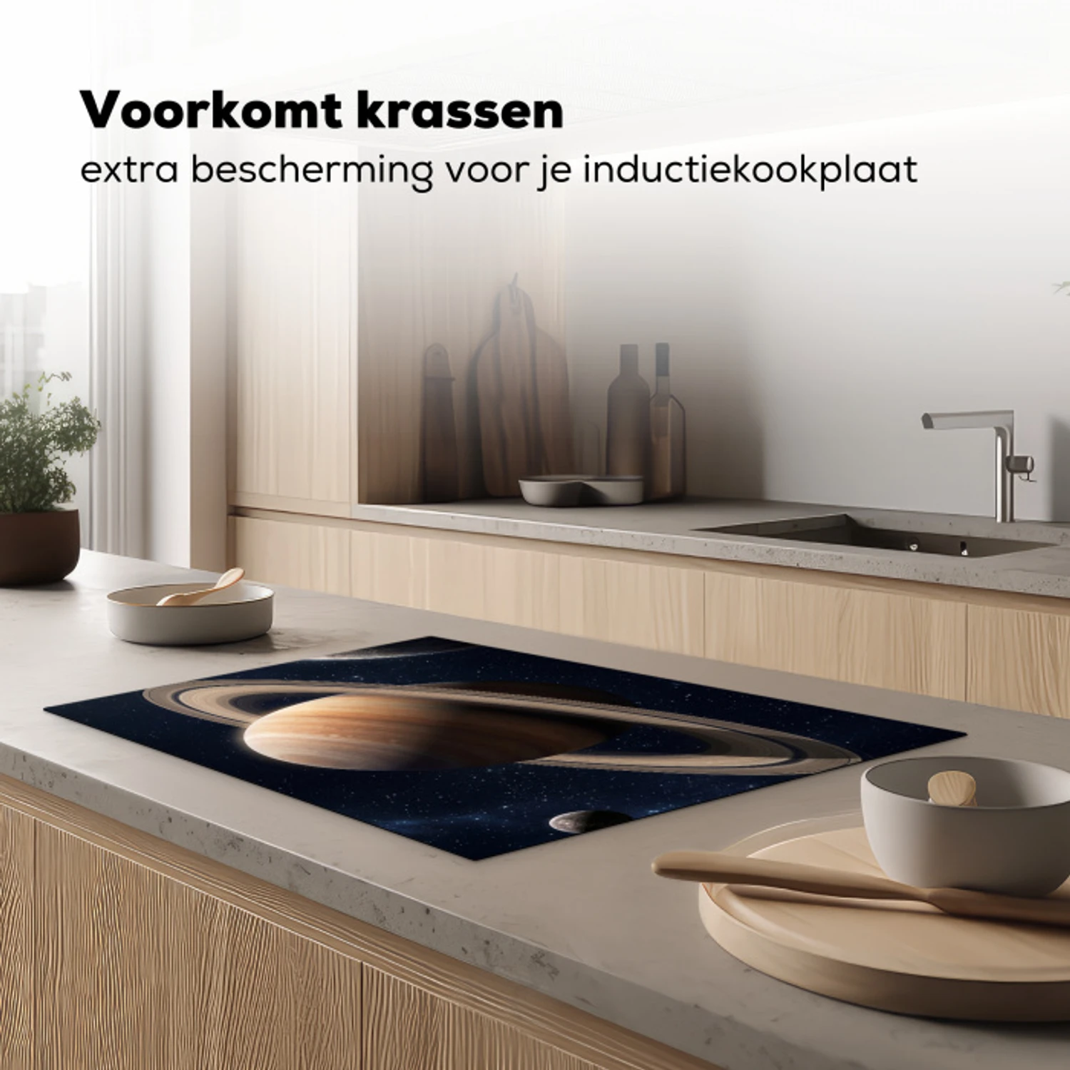 Planeten - Saturnus - Ruimte Inductie beschermer vinyl 3mm klein -sfeer1