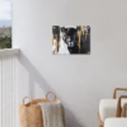 Panter - Zwart - Abstract - Verfstreken tuinposter los doek klein -sfeer8
