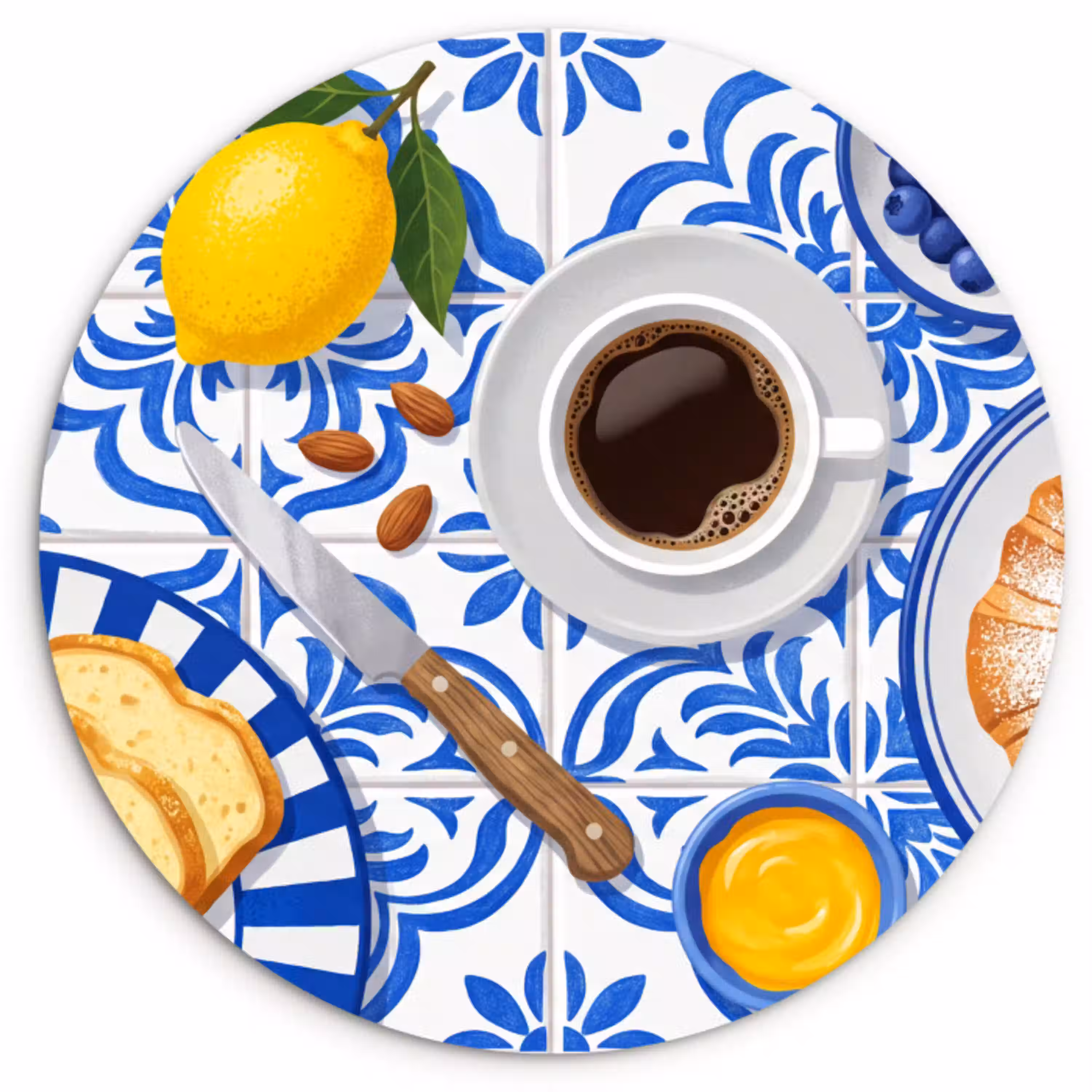 Ontbijt - Gebak - Eten Wandcirkel kunststof plaat 5mm dik klein -3d
