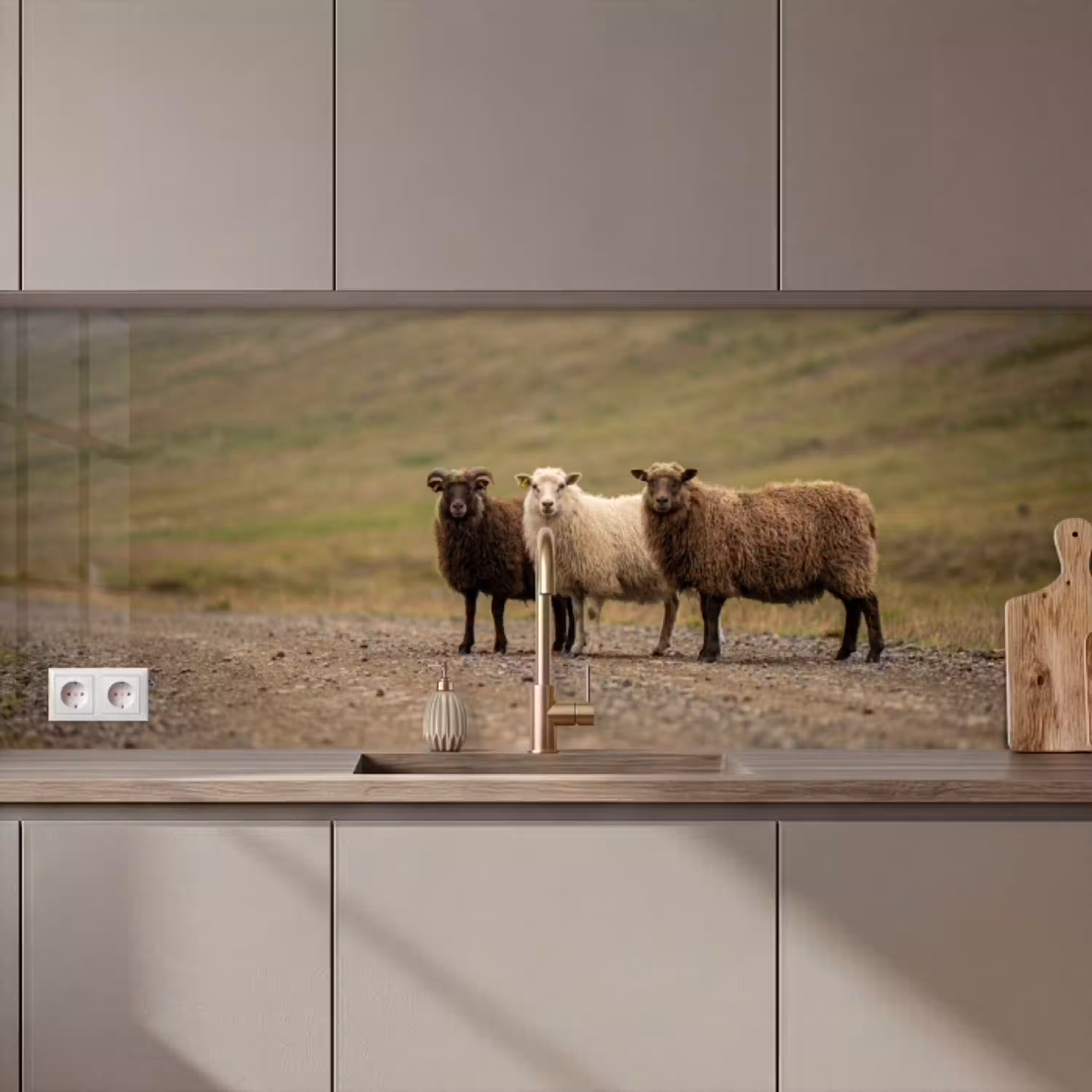 Schapen - Bruin - Wit - Grindpad keuken achterwand 2 middel zz_3dshopping