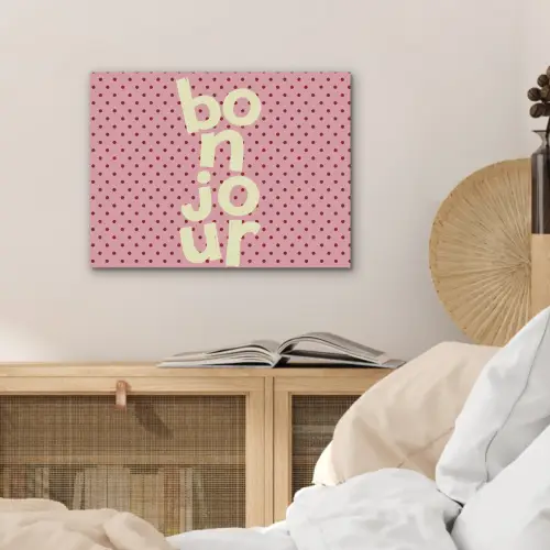 Bonjour - Stippen - Roze- Geel PET vilt klein -sfeer3