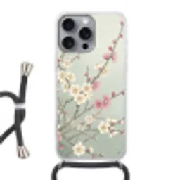 Kersen - Bloesem - Groen Hoesje iPhone 16 Pro Max met koord klein -3d