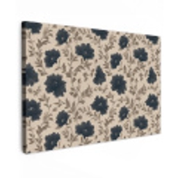 Motief - Bloemen - Zwart - Beige canvas 2cm klein 34 -z3d