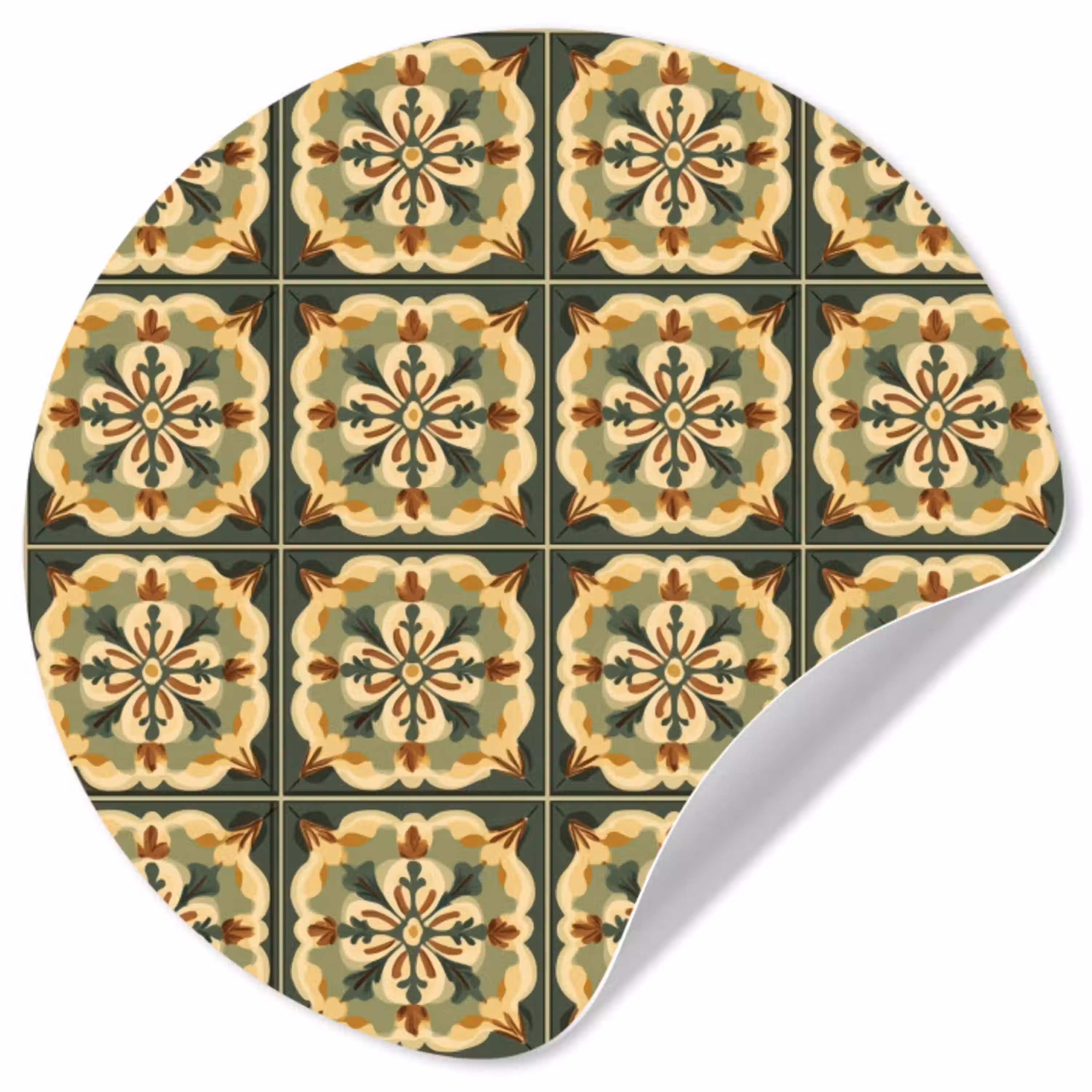 Ornament - Patroon - Groen Wandcirkel behangsticker klein 186 -3d