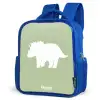 Groen met Triceratops dino Kinderrugzak - Blauw middel -schuin