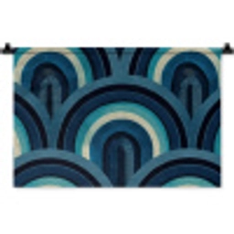 Bogen - Geometrisch - Patroon - Blauw - Retro Wandkleed katoen klein 269 -zz3d