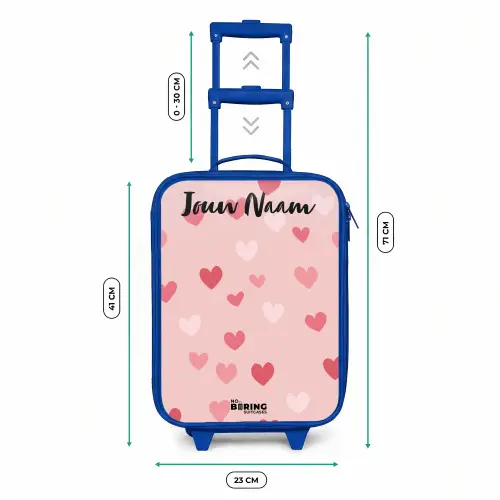 Hartjes - Patroon - Roze Kinderkoffer - Blauw klein -productfoto_formaten