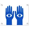 Handen - Twee - Ogen - Blauw tuinposter los doek klein -3d