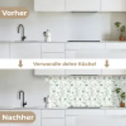 Bloemen - Getekend - Groen keuken achterwand 2 middel 871 -voor-na_DE