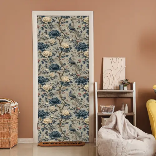 Pauw - Bloemen - Blauw deurposter klein 289 -sfeer1