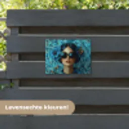 Vrouw - Bloemen - Vlinders - Blauw - Abstract tuinposter los doek klein -sfeer3