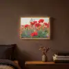 Klaproos - Bloemen - Rood - Paars - Weide Light Box met batterij (Wandlamp) middel -sfeer4