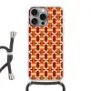 Geometrisch - Retro - Oranje Hoesje iPhone 16 Pro Max met koord klein 804 -3d