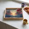 Meeuwen - Zonsondergang - Zee - Wolken Dienblad Rechthoek middel -sfeer2