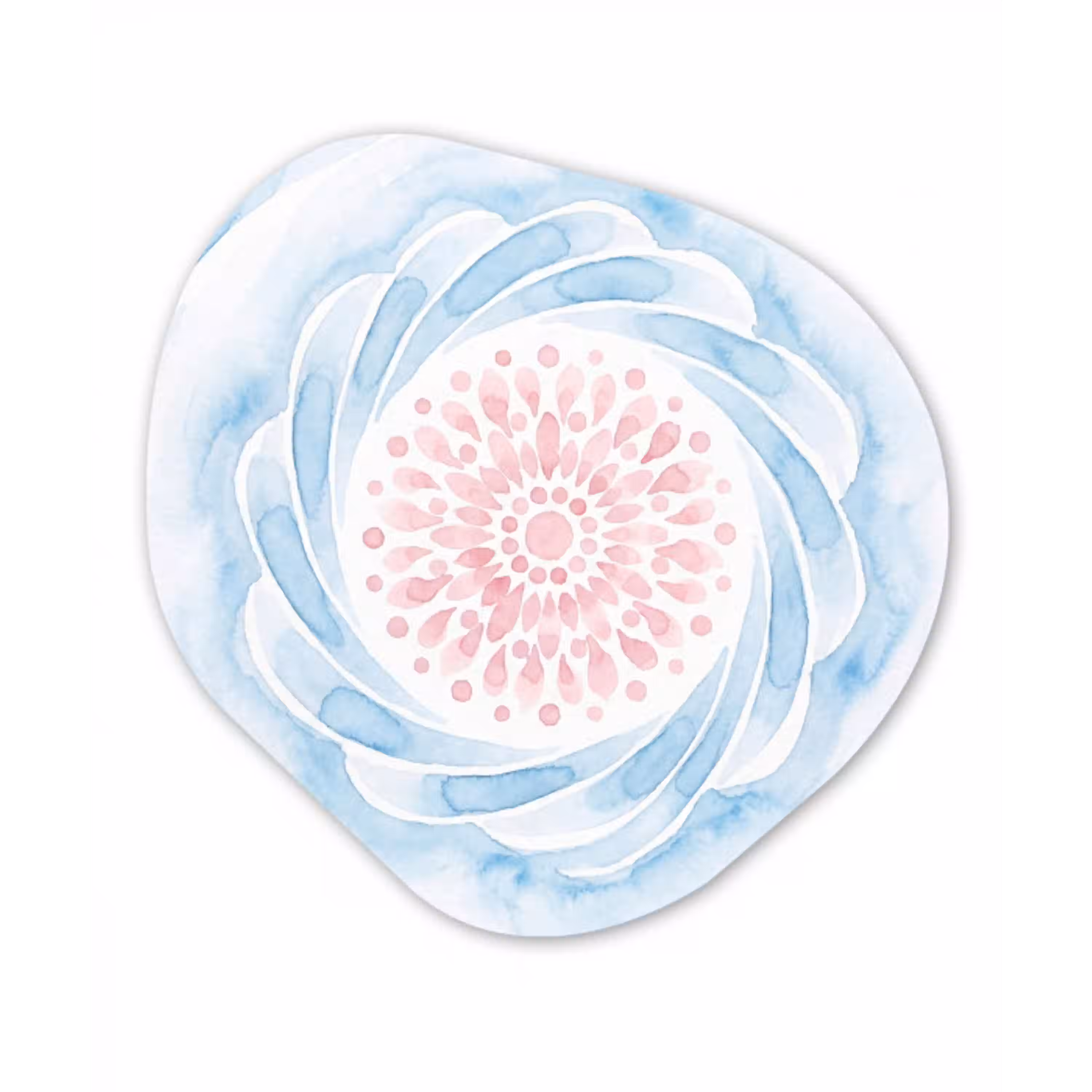 Abstract - Bloemvorm - Aquarel - Roze - Blauw Wandcirkel Organisch Aluminium middel -3d