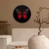 Vlinder - Rood - Contrast Wandcirkel kunststof plaat 5mm dik klein -sfeer1