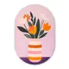 Tulpen - Vaas - Strepen - Paars Wandcirkel Ovaal Glas middel -3d