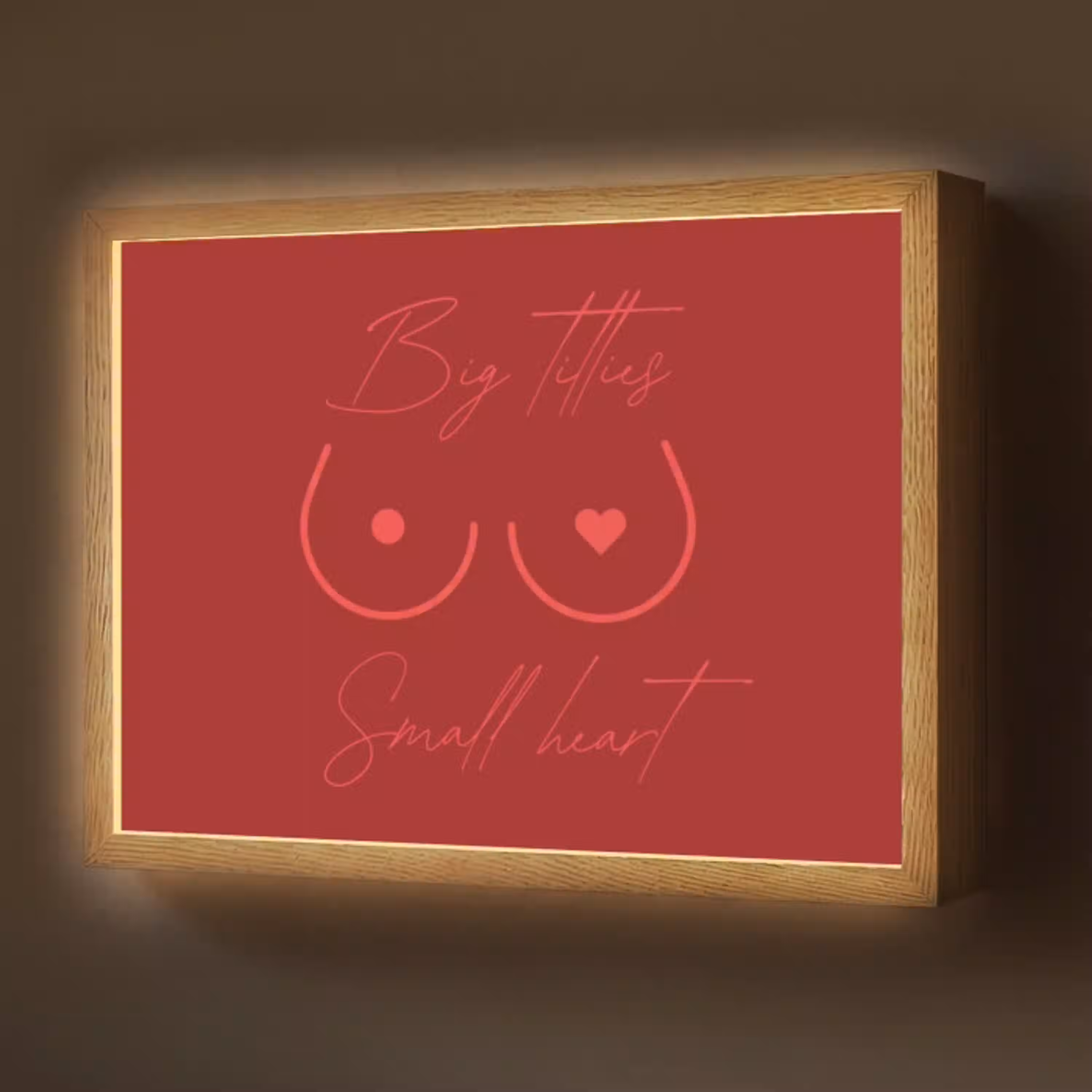 Big titties small heart - Rood - Hart Light Box met batterij (Wandlamp) middel -z3d_website