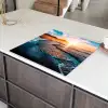 Zonsondergang - Zee - Berg - Horizon - Landschap - Blauw Inductie beschermer vinyl 3mm middel -sfeer8