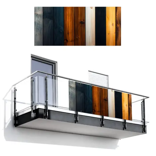 Hout - Planken - Donker - Warm Balkonbeschermer Duitsland klein -3d