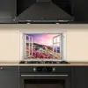 Bergen - Landschap - Doorkijk - Bloemen - Avond - Roze keuken achterwand spatscherm klein -sfeer1