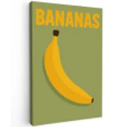 Banaan - Minimalistisch - Geel Tuinposter op houten frame 2 cm dik middel -3d