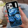 Bloemen - Zwart - Blauw - Modern Telefoonhoesje iPhone 17 Pro Max klein -sfeer2