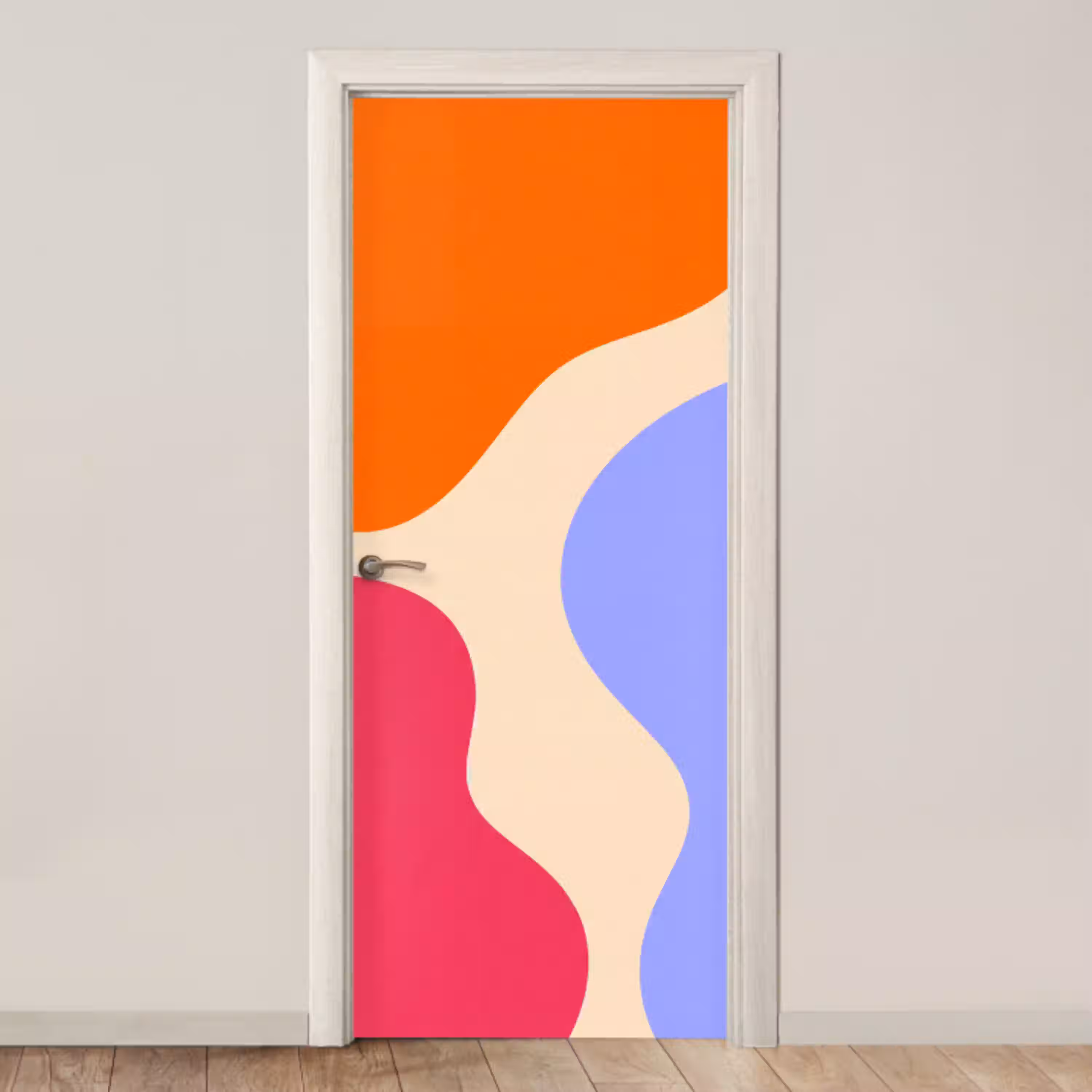 Abstract - Organische vormen - Design - Modern - Kleurrijk deurposter klein -3d_beige