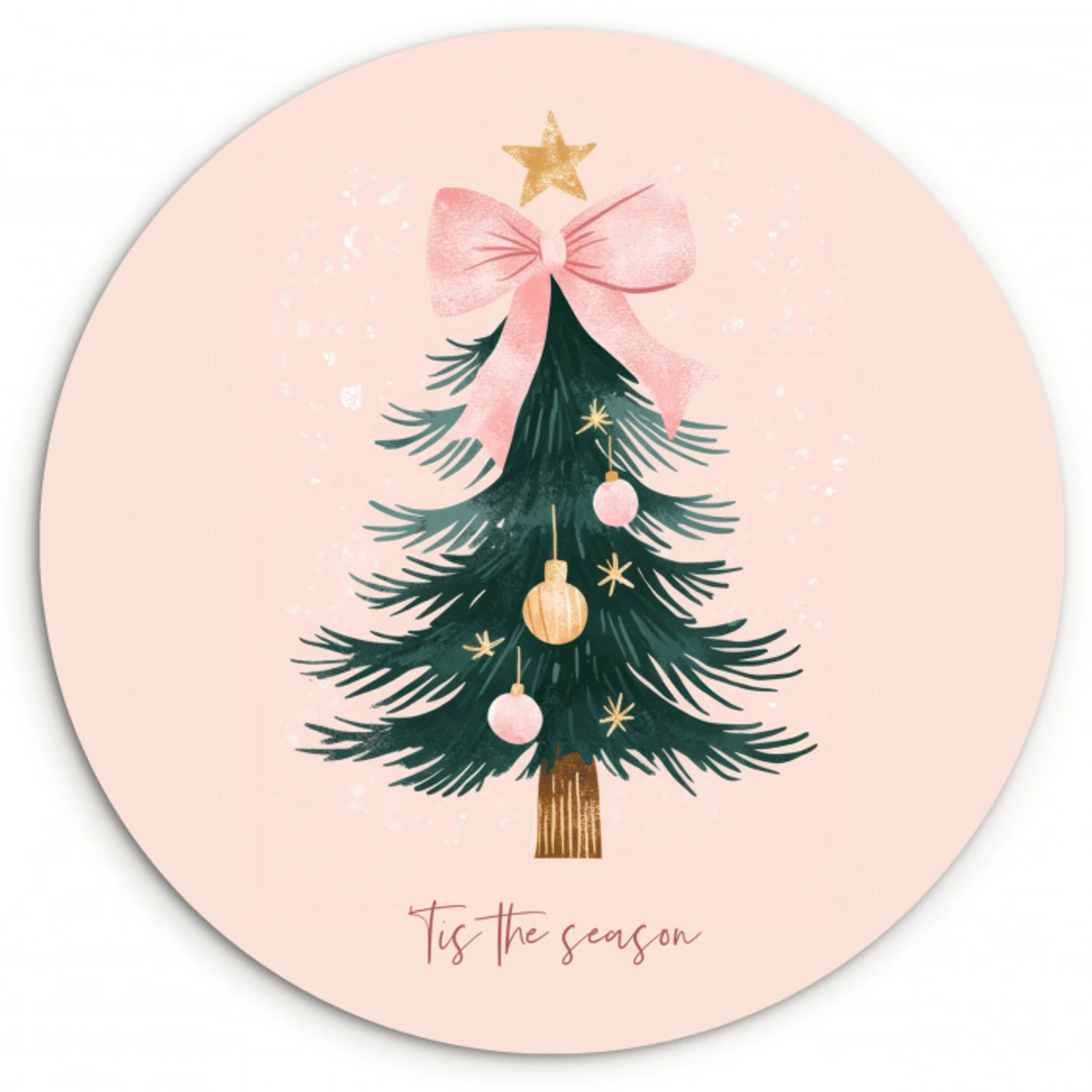 Christmas Season - Kerst - Kerstboom - Roze Wandcirkel kunststof plaat 5mm dik klein -3d