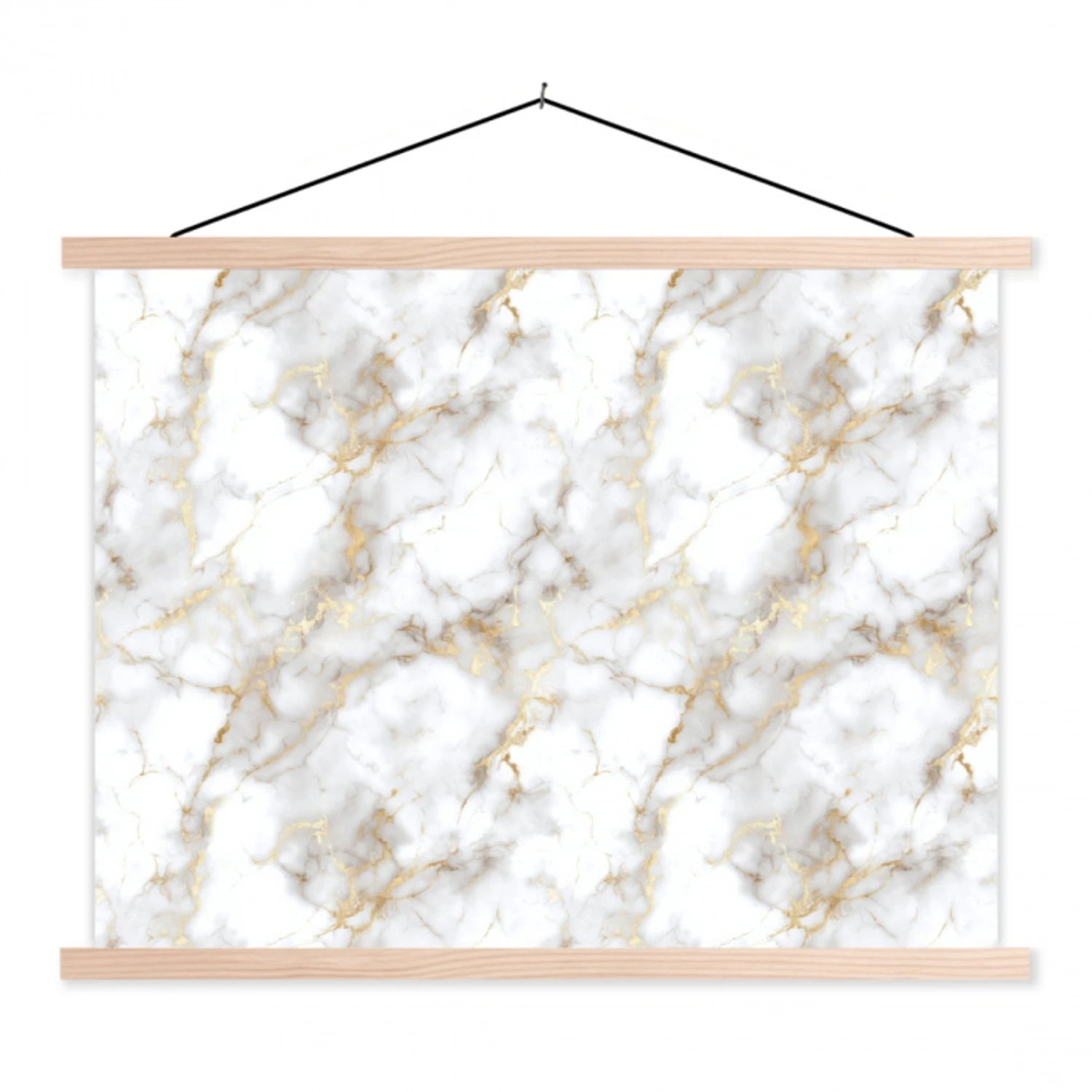 Gouden aders - Marmer - Wit textielposter latten blank klein 122 -3d