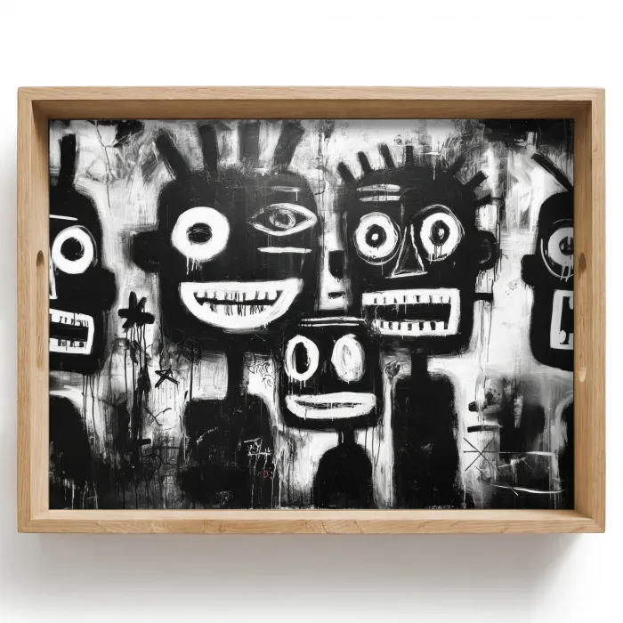 Schilderij - Figuren - Zwart - Abstract Dienblad Rechthoek middel -z3d_shopping
