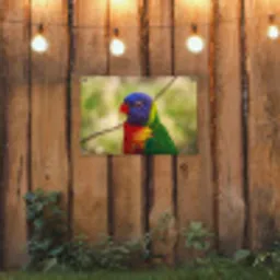 Vogel - Parkiet - Blauw tuinposter los doek klein -sfeer1
