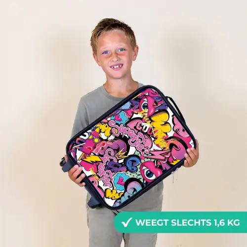 Girly graffiti Kinderkoffer - Zwart klein -sfeer4_NL