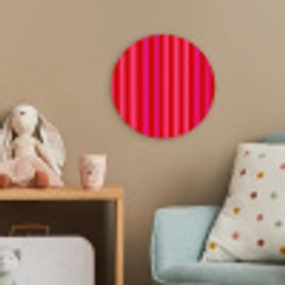 Verticaal - Strepen - Roze Wandcirkel kunststof plaat 5mm dik klein 188 -tsfeer1_kind