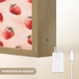 Aardbei - Patroon - Roze Light Box met batterij (Wandlamp) middel 907 -USP_websiteoplaadbaarDE