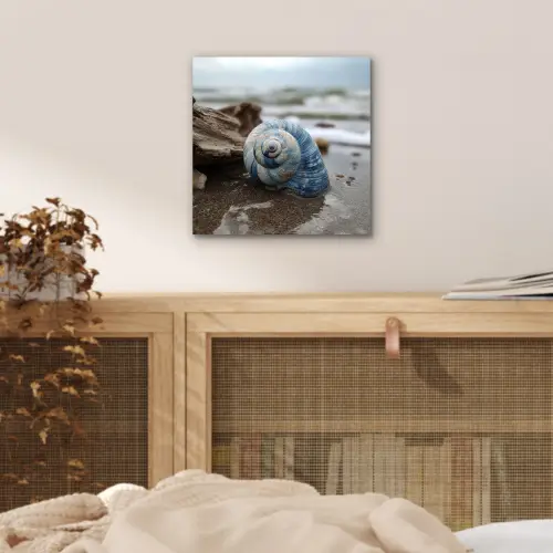 Schelp - Strand - Blauw - Zee aluminium wit klein -sfeer3