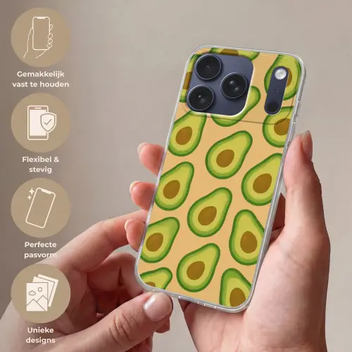 Avocado - Patroon - Groen - Pit Telefoonhoesje iPhone 17 Pro klein -sfeer3_NL