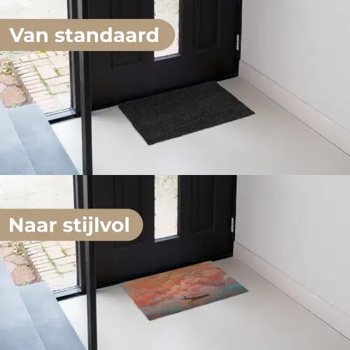 Zee - Boot - Wolken - Oranje Deurmat klein -voor-na_NL