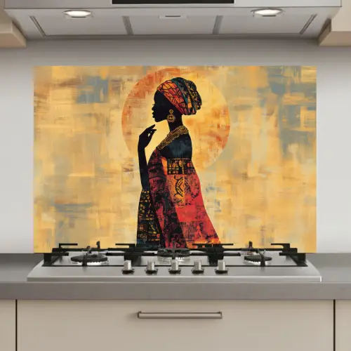 Vrouw - Silhouet - Patronen - Sierlijk keuken achterwand spatscherm klein -3d_website